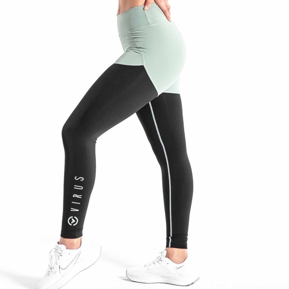 Virus Asymmetric Pants Women's Bioceramic Compression Sz XS Mint/Black